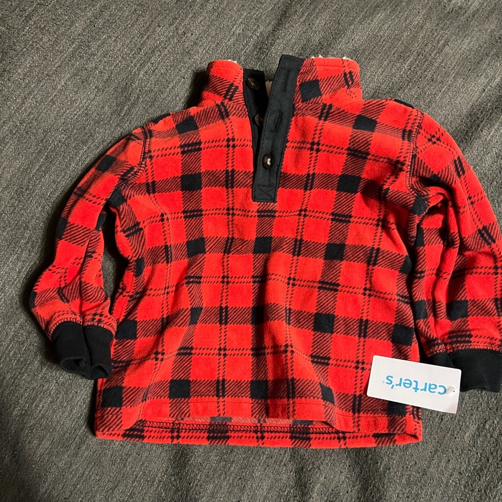 Red Plaid Fleece Pullover Carters